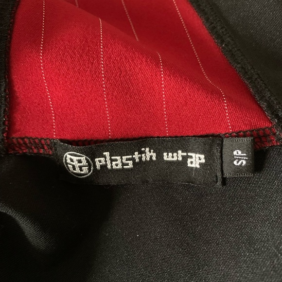 PlastikWrap Black and Red Hooded Cropped Jacket - Picture 13 of 14